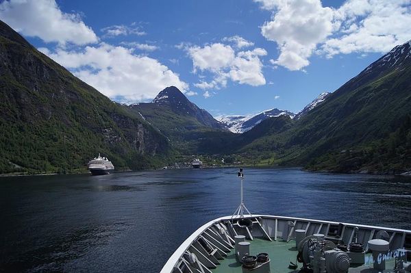 Geirangerfjord, arrivÃ©e Ã  Geiranger
Keywords: Norvege;Express Cotier;Geirangerfjord